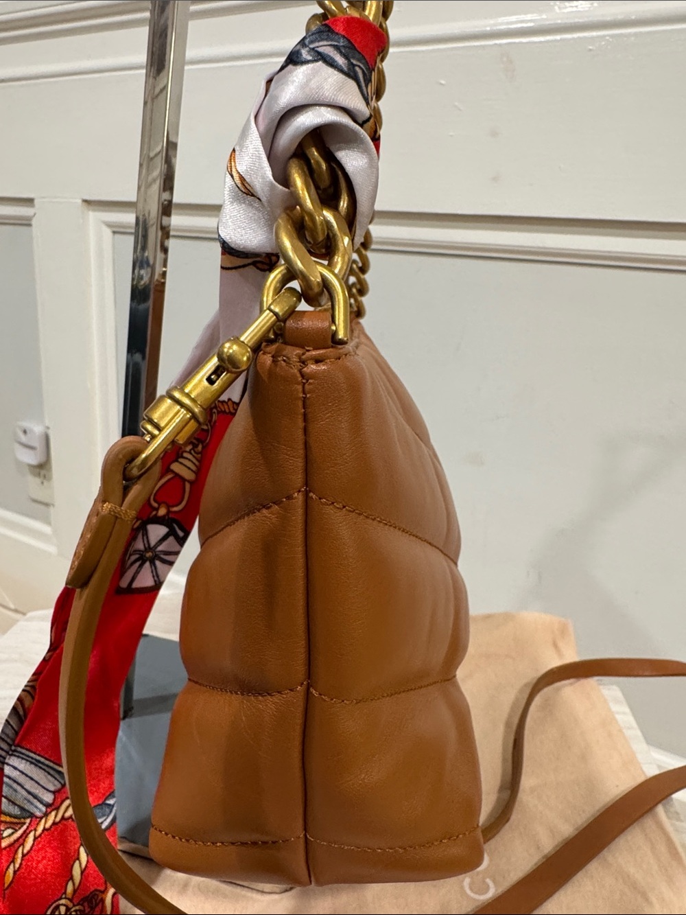 Rebecca Minkoff Bag Edie Tan Quilted Leather Convertible Crossbody Shoulder Bag - Picture 8 of 17